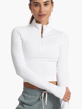 Vuori Lux Rib Half Zip - White - Size Large